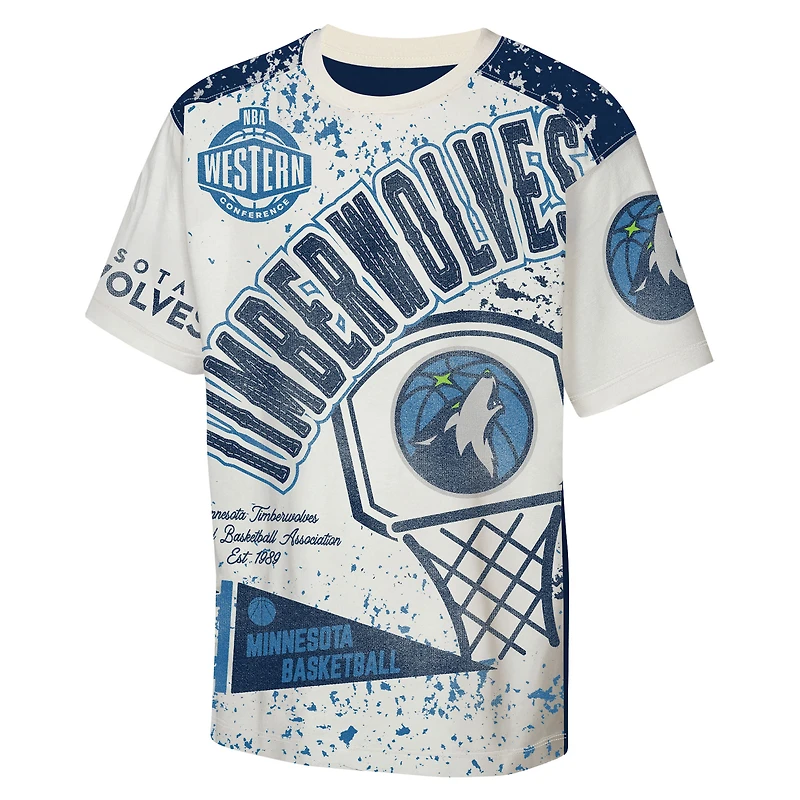 T-shirt imprimé intégral Outerstuff Cream pour jeunes Minnesota Timberwolves, meilleur joueur