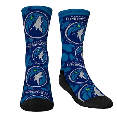 Chaussettes Rock Em pour jeunes Minnesota Timberwolves Allover Logo & Paint Crew Chaussettes