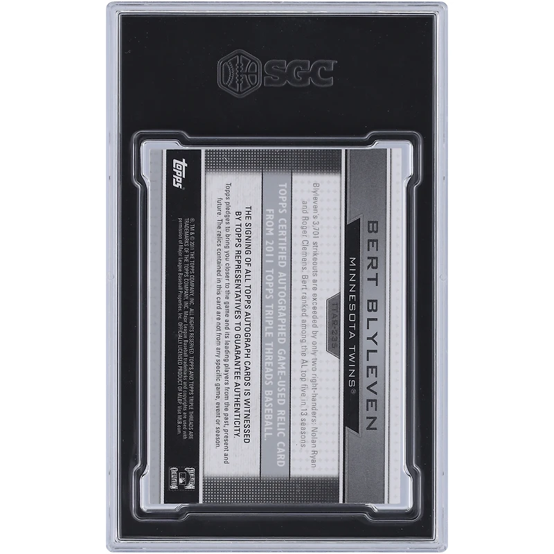 Carte relique platine autographiée 2011 Topps Triple Threads utilisée par Bert Blyleven, Twins du Minnesota, n° TTAR-235, n° 1/1, SGC, authentifiée, 9,5/10