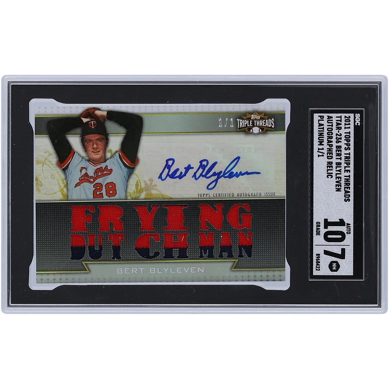 Carte relique platine autographiée 2011 Topps Triple Threads utilisée par Bert Blyleven, Twins du Minnesota, n° TTAR-236, n° 1/1, SGC, authentifiée, 7/10