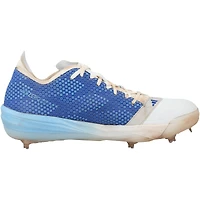 Crampons adidas blancs et bleus portés par Brooks Lee lors d'un match des Minnesota Twins de la saison 2024 de la MLB.