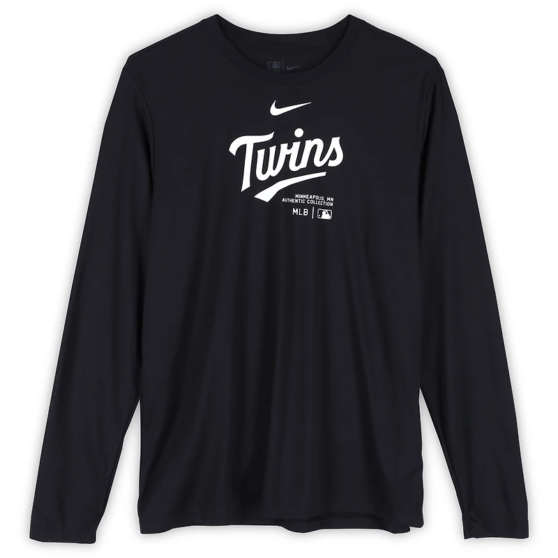 Maillot à manches longues bleu marine porté par Brooks Lee, joueur des Minnesota Twins, saison 2024 de la MLB - Taille XL