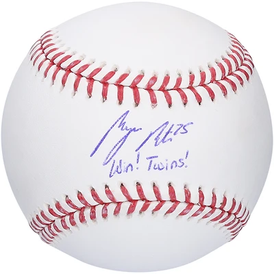 Baseball dédicacé par Byron Buxton des Twins du Minnesota avec l'inscription « Gagnez ! Twins ! »