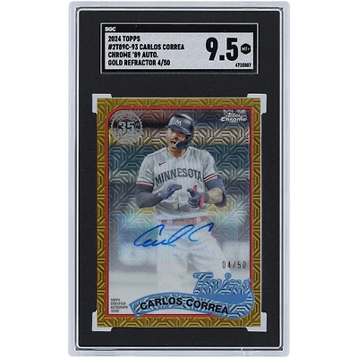 Carlos Correa Minnesota Twins Autographed 2024 Topps Gold Refractor Chrome '89 Design #2T89C-93 #4/50 SGC Authenticated 9.5 Card