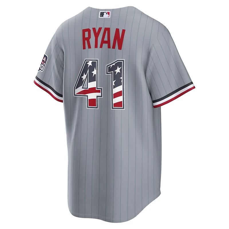 Maillot de stade gris Nike USA 250 des Minnesota Twins pour homme, édition spéciale 4 juillet, Joe Ryan