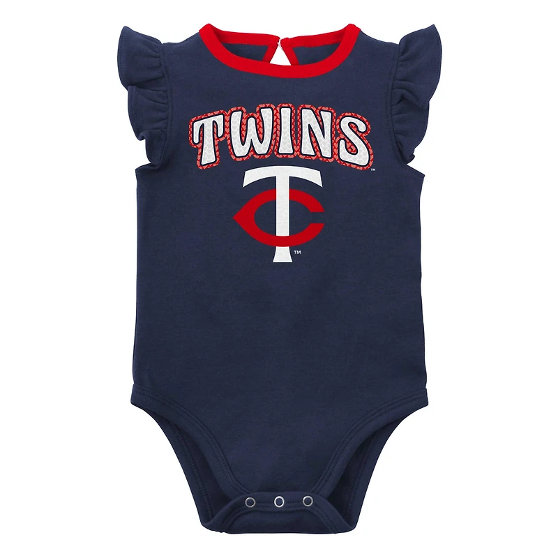 Lot de deux bodys pour nouveau-nés et bébés bleu marine/gris chiné Minnesota Twins Little Fan