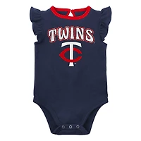 Lot de deux bodys pour nouveau-nés et bébés bleu marine/gris chiné Minnesota Twins Little Fan