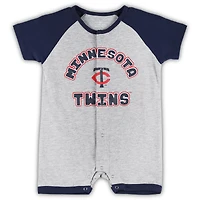Infant  Heather Gray Minnesota Twins Extra Base Hit Raglan Full-Snap Romper