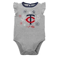 Lot de deux body pour bébé Minnesota Twins Little Fan bleu marine/gris chiné