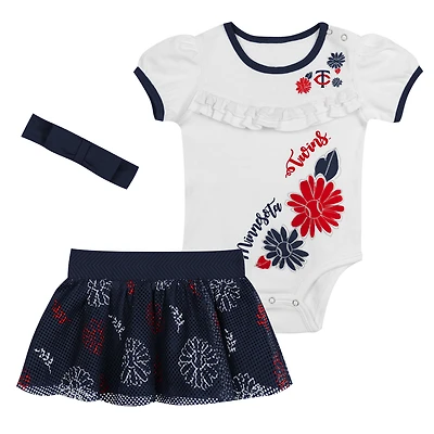 Infant  White Minnesota Twins Sweet Catcher 3-Piece Headband Skirt Set