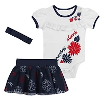 Infant  White Minnesota Twins Sweet Catcher 3-Piece Headband Skirt Set