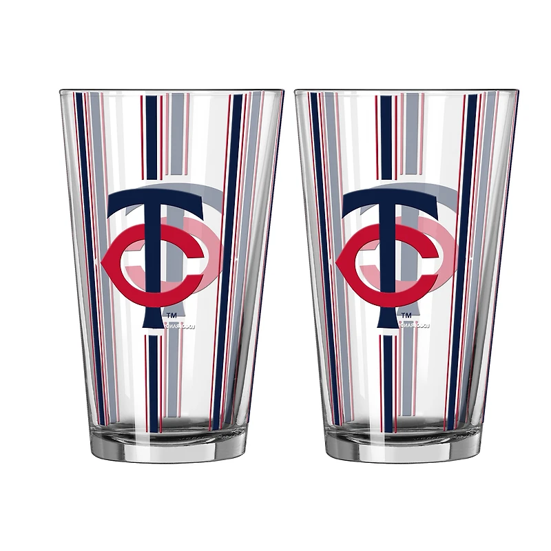 Logo Brands Minnesota Twins Two-Piece 16oz. Striped Pint Glass Set