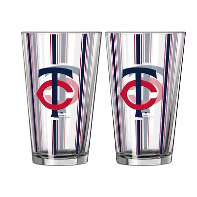 Logo Brands Minnesota Twins Two-Piece 16oz. Striped Pint Glass Set