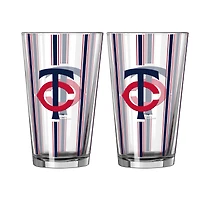 Logo Brands Minnesota Twins Two-Piece 16oz. Striped Pint Glass Set