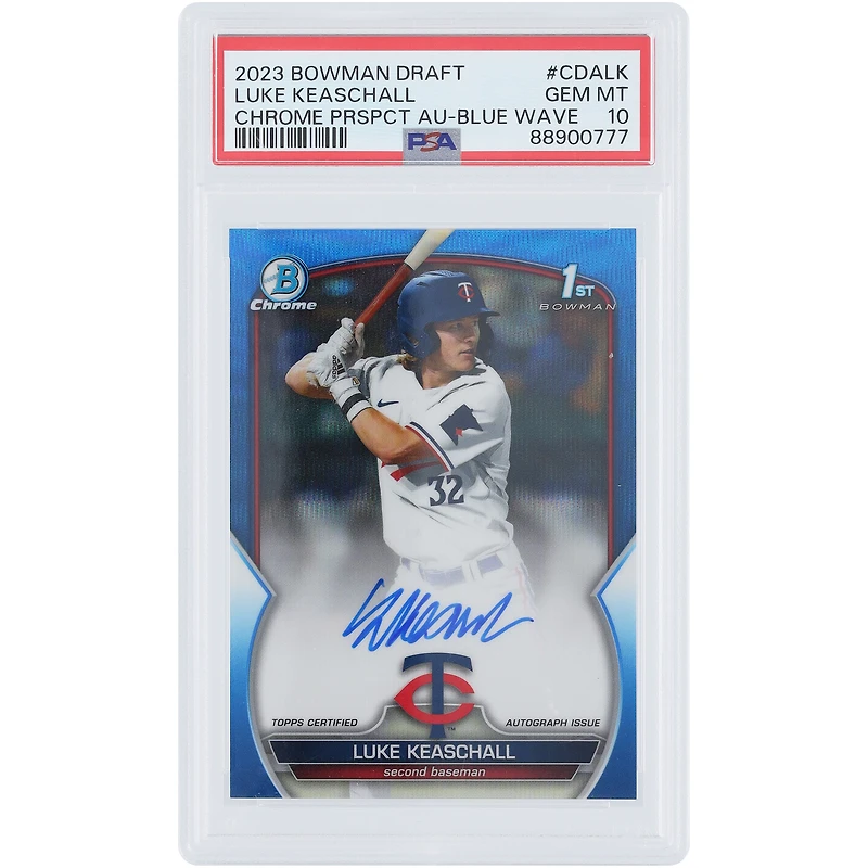Luke Keaschall Minnesota Twins Autographié 2023 Bowman Chrome 1er Bowman Blue Wave #CDA-LK #32/150 PSA Authentifié 10 Carte