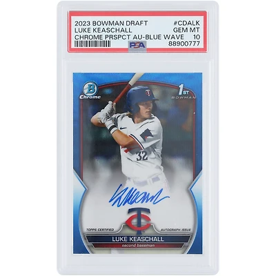 Luke Keaschall Minnesota Twins Autographié 2023 Bowman Chrome 1er Bowman Blue Wave #CDA-LK #32/150 PSA Authentifié 10 Carte