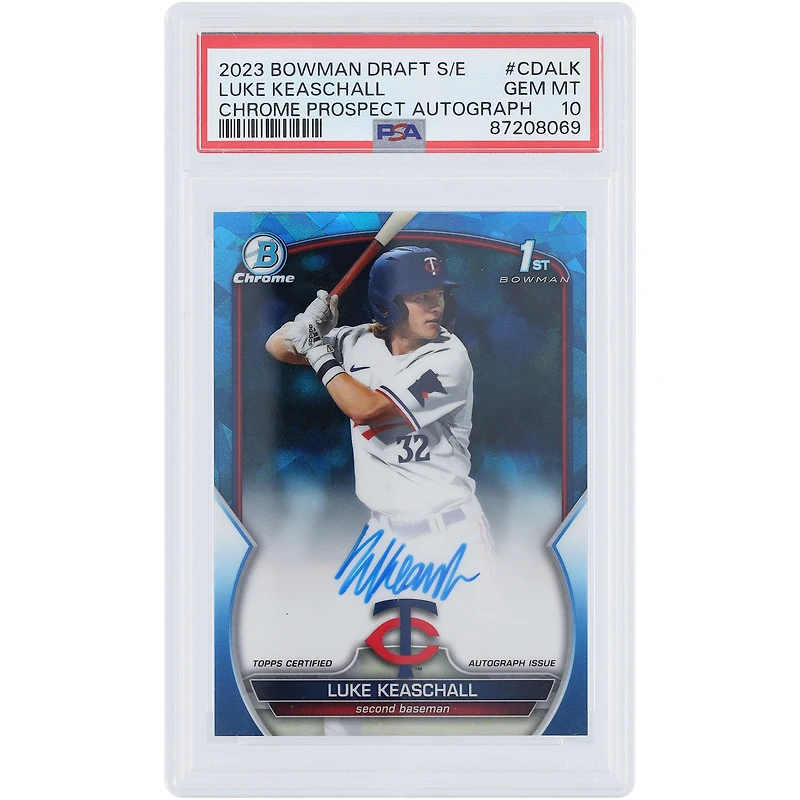 Luke Keaschall Minnesota Twins Autographed 2023 Bowman Chrome Sapphire 1st Bowman #CDA-LK #152/199 PSA Authenticated 10 Card