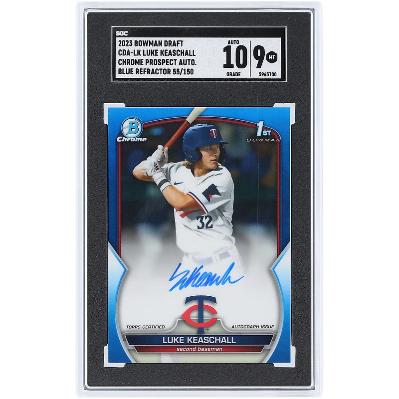 Luke Keaschall Minnesota Twins Autographed 2023 Bowman Draft Blue Refractor Chrome Prospect Auto. #CDA-LK #55/150 SGC Authenticated 9/10 Card