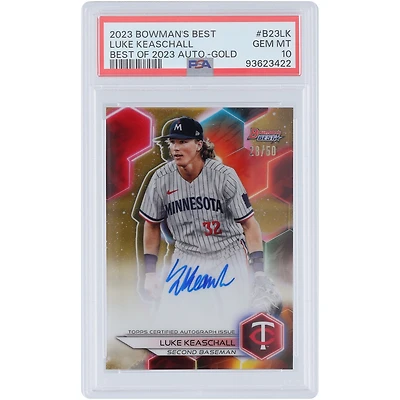 Luke Keaschall Minnesota Twins Autographed 2023 Bowman's Best Best of 23' Gold Refractor #B23-LK #28/50 PSA Authenticated 10 Card