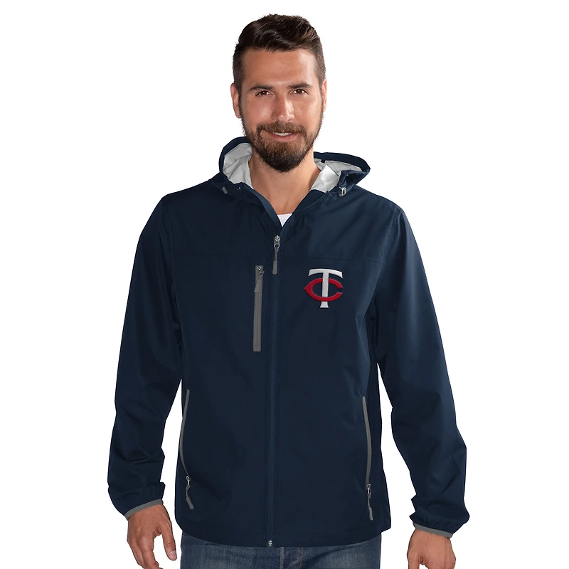 Men's G-III Sports by Carl Banks  Navy Minnesota Twins Double Play Hooded Lightweight Full-Zip Jacket