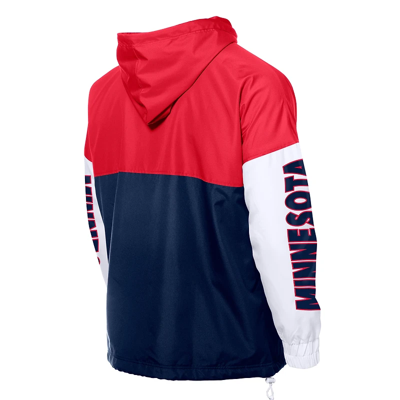 Coupe-vent à capuche entièrement zippé New Era bleu marine/rouge des Twins du Minnesota pour homme