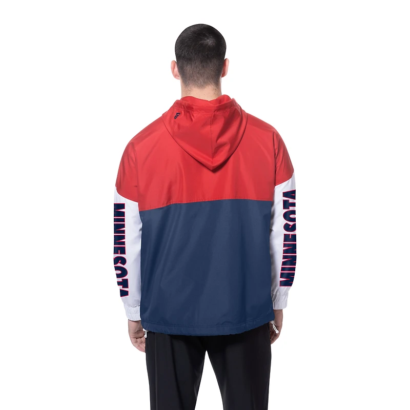 Men's New Era Navy/Red Minnesota Twins Color Block Full-Zip Hoodie Windbreaker
