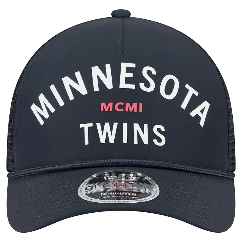Men's New Era  Navy Minnesota Twins Minimalist 9FORTY A-Frame Adjustable Hat