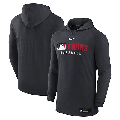 Men's Nike  Heather Black Minnesota Twins Authentic Collection Tri-Blend Dri-FIT Hoodie