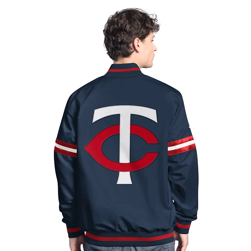 Men's Starter  Navy Minnesota Twins Scout Full-Snap Varsity Jacket