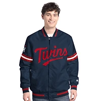 Men's Starter  Navy Minnesota Twins Scout Full-Snap Varsity Jacket