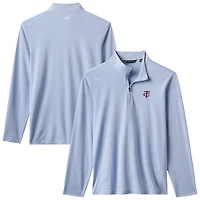 Men's TravisMathew  Light Blue Minnesota Twins Time to Tailgate Tri-Blend Quarter-Zip Pullover