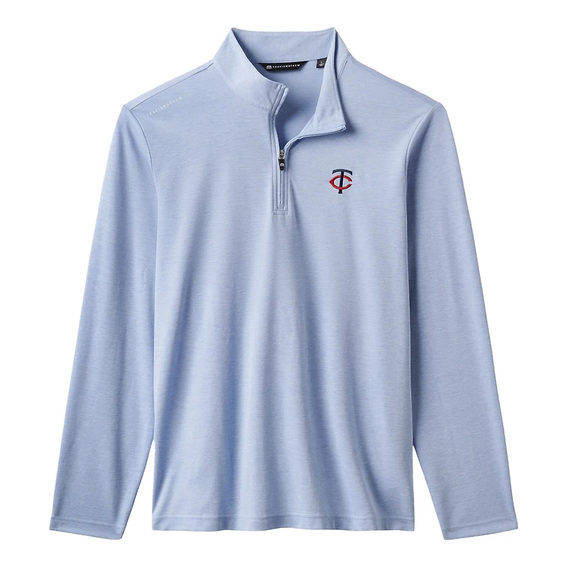 Pull à glissière quart de tour bleu clair TravisMathew des Twins du Minnesota Time to Tailgate pour homme