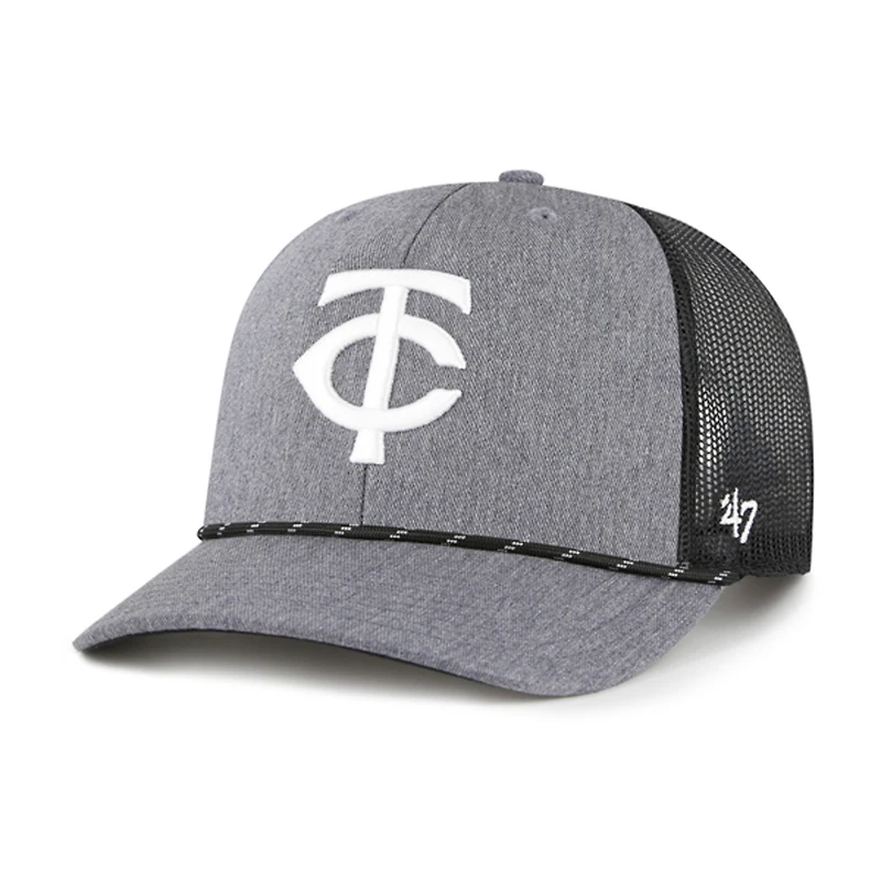 Men's '47 Charcoal Minnesota Twins Carbon Rope Trucker Adjustable Hat