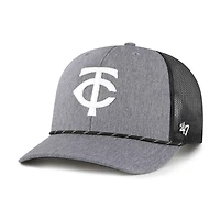 Men's '47 Charcoal Minnesota Twins Carbon Rope Trucker Adjustable Hat