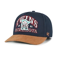 Casquette ajustable en daim bleu marine/marron Minnesota Twins Cooperstown Break Wood pour homme