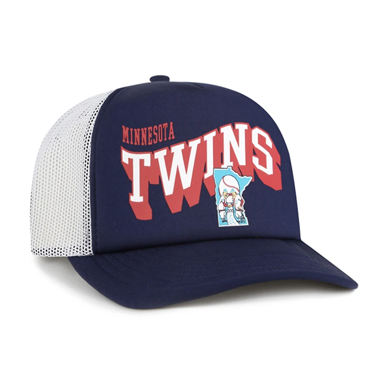 Casquette snapback Meander Foam Trucker bleu marine des Twins du Minnesota pour homme, modèle 1947