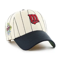 Casquette ajustable '47 x Rawlings Natural/Navy Minnesota Twins à rayures fines Clean Up pour homme