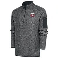 Men's Antigua  Heather Charcoal Minnesota Twins Big & Tall Fortune Quarter-Zip Pullover Jacket