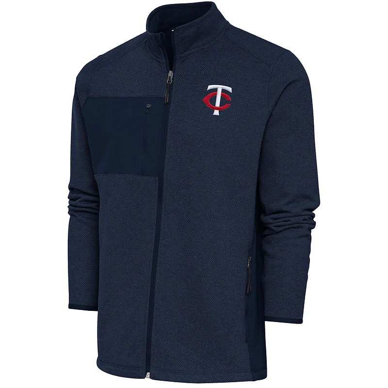 Men's Antigua  Heather Navy Minnesota Twins Course Full-Zip Jacket