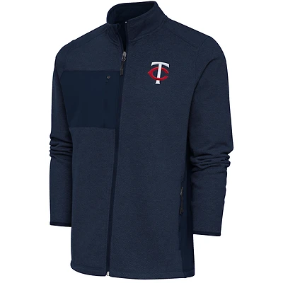 Men's Antigua  Heather Navy Minnesota Twins Course Full-Zip Jacket