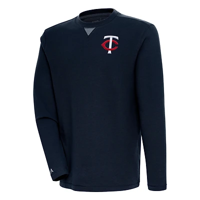 Men's Antigua  Navy Minnesota Twins Flier Bunker Pullover Sweatshirt