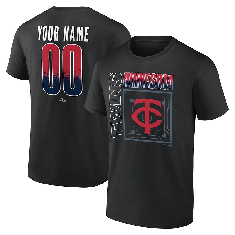 T-shirt noir pour homme Minnesota Twins Home Field Pop personnalisé avec nom et numéro