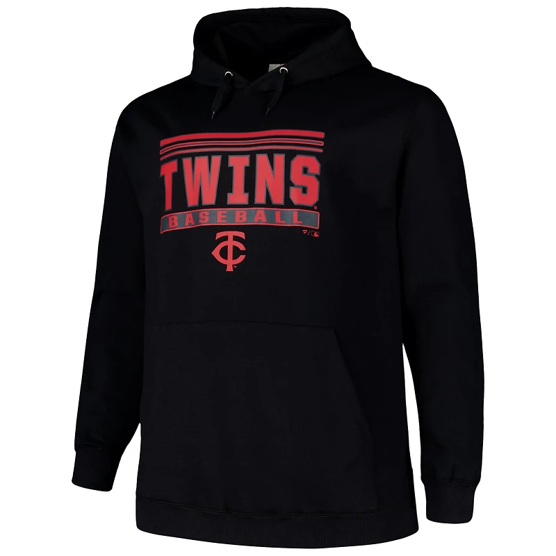 Men's Black Minnesota Twins Stack Fleece Pullover Hoodie