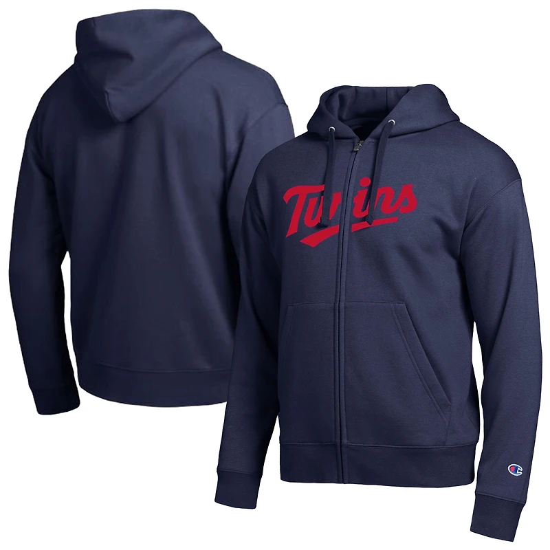 Men's Champion Minnesota Twins Navy All-Star Wordmark Full-Zip Hoodie