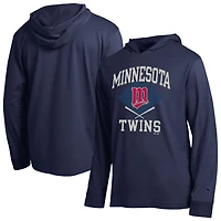 Men's Champion  Navy Minnesota Twins Cooperstown Hooded Long-Sleeve T-Shirt