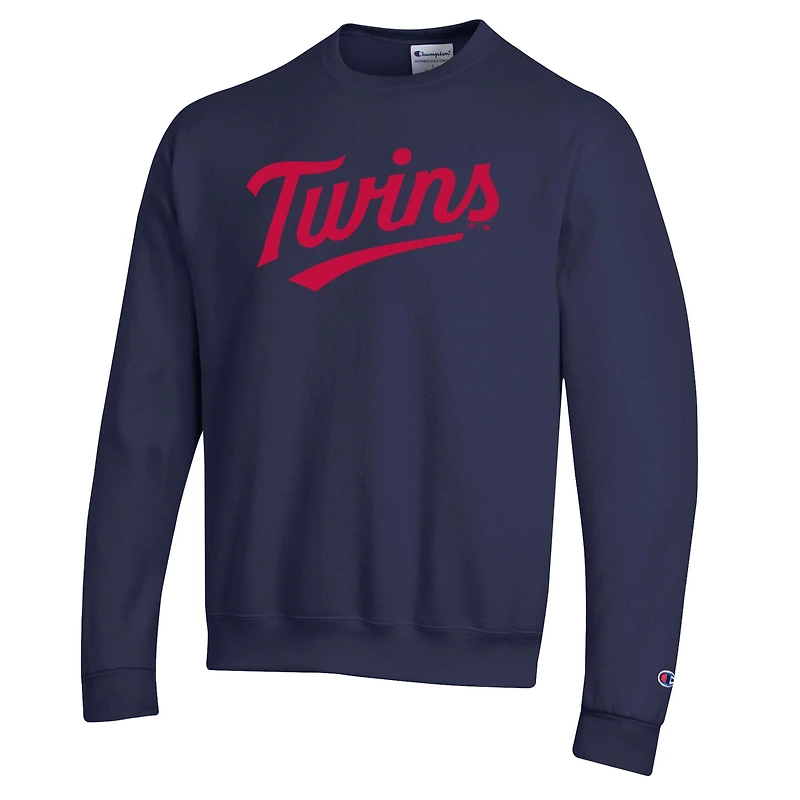 Men's Champion Navy Minnesota Twins Powerblend Wordmark Sweatshirt