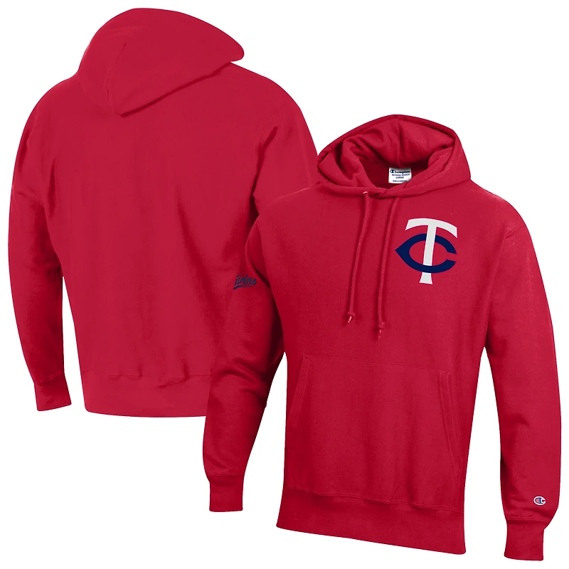 Sweat à capuche Champion Scarlet Minnesota Twins en chenille tissage inversé pour homme