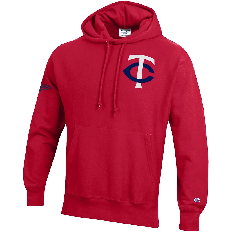 Men's Champion  Scarlet Minnesota Twins Reverse Weave Chenille Hoodie