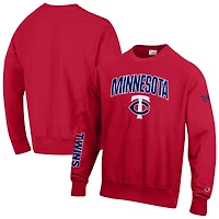 Sweat-shirt Champion pour homme en chenille tissée inversée rouge Minnesota Twins