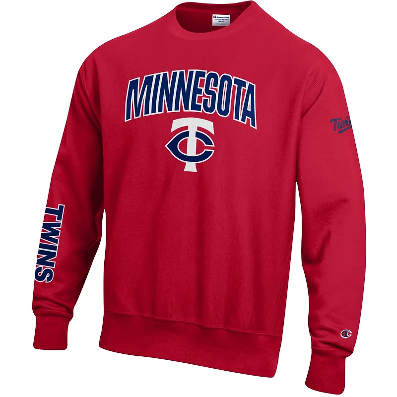 Men's Champion  Scarlet Minnesota Twins Reverse Weave Chenille Sweatshirt
